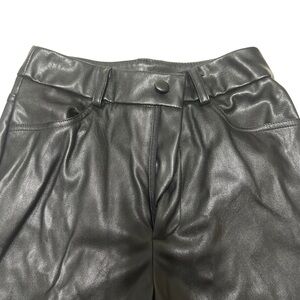 SHEIN PETITE Faux Leather High-Waist Pants - Black